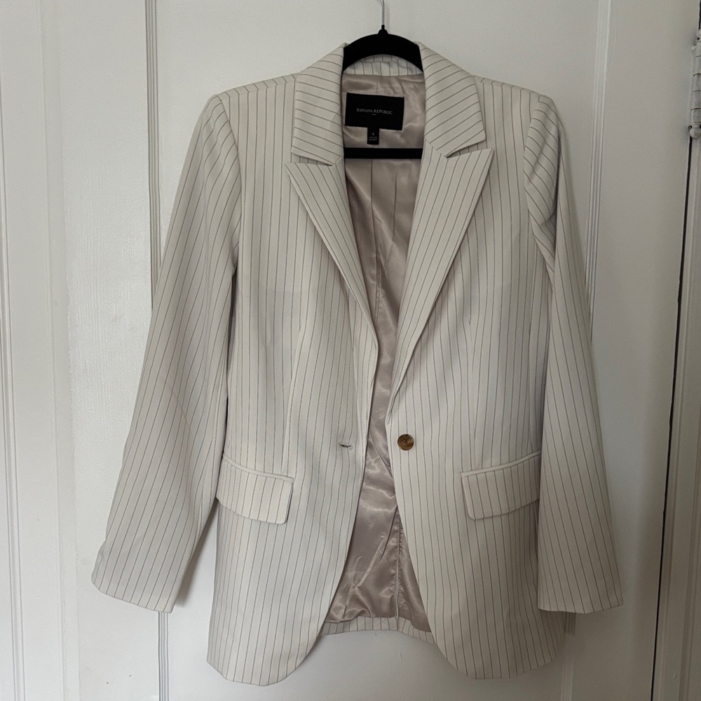 Banana Republic Cream Striped Blazer